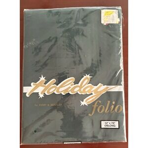 Vintage Kemp & Beatley Holiday Folio Tablecloth Green Textured Check 52" X 70"
